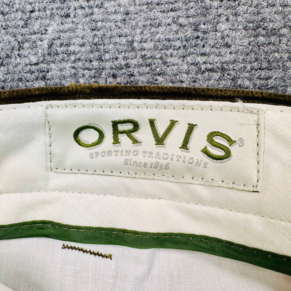 Orvis Wide-Wale Corduroy Trousers Mens 42x34 Olive Green Portugal Cotton Vintage - Picture 4 of 11